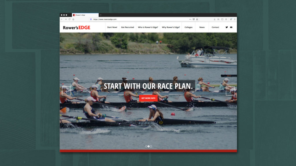 Website design for Rower's Edge, a consultancy for high school athletes seeking college programs