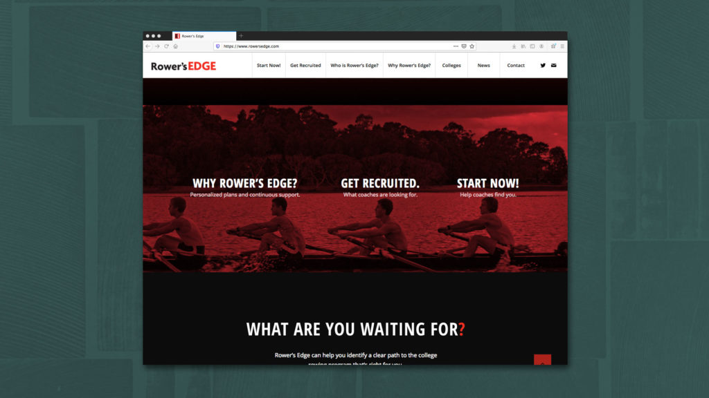 Website design for Rower's Edge, a consultancy for high school athletes seeking college programs