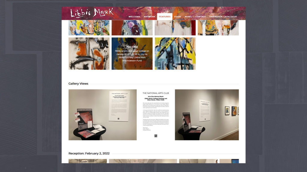 Website design for Libbie Mark Provincetown Fund featuring the 2022 solo exhibition